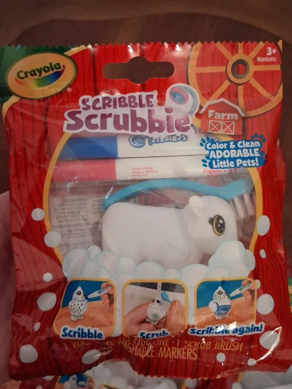 5 HTF NIP Crayola Scribble Scrubbie Farm Pets Pony, Chicken, Cat, Cow & Dog